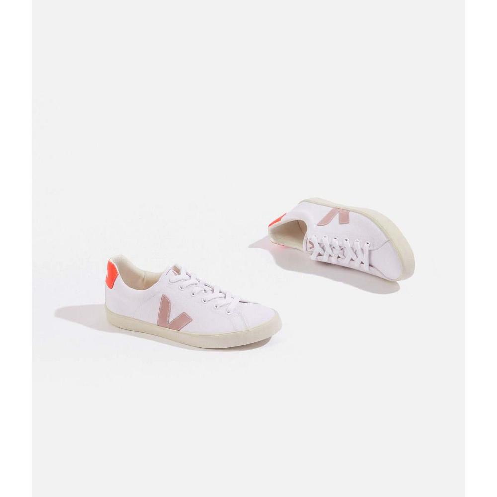 White/Orange Women's Veja ESPLAR SE CANVAS Sneakers | AU 605YXF